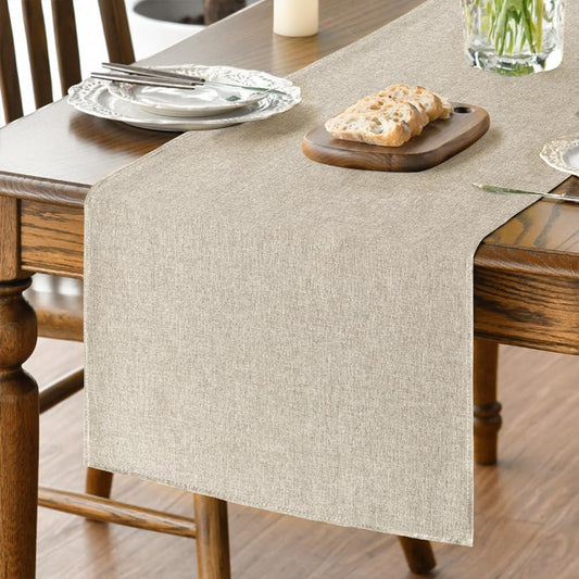 Light Brown Table Runner, Seasonal Fall Washable Kitchen Table Decorations for Home Party Decor 13x72 Inch