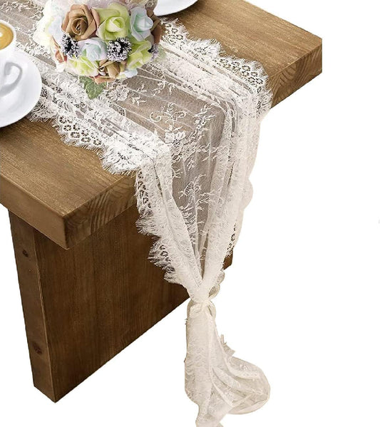 3 Pieces White Lace Table Runners 14 x 120 Inch Embroidery Table Runners for Wedding Party Bridal Shower Decoration Vintage Country Style Table Runners