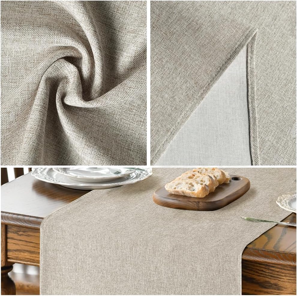 Light Brown Table Runner, Seasonal Fall Washable Kitchen Table Decorations for Home Party Decor 13x72 Inch