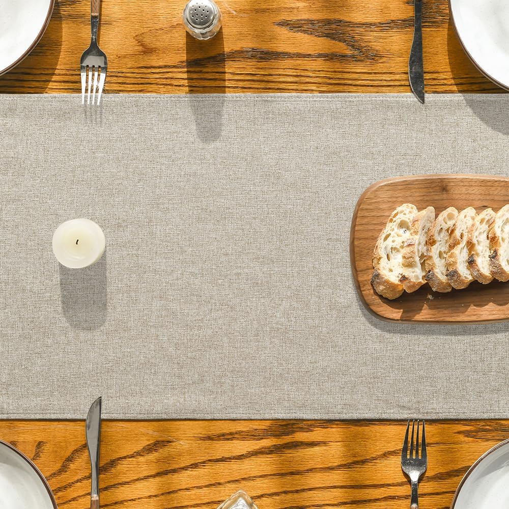 Light Brown Table Runner, Seasonal Fall Washable Kitchen Table Decorations for Home Party Decor 13x72 Inch