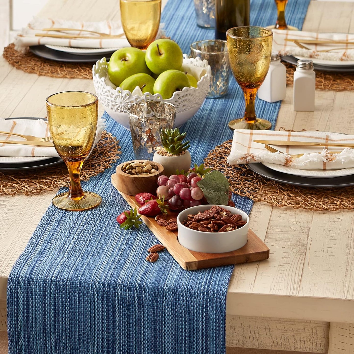 Table runner, 13x72, nautical blue table runner: add a touch of the ocean to your table